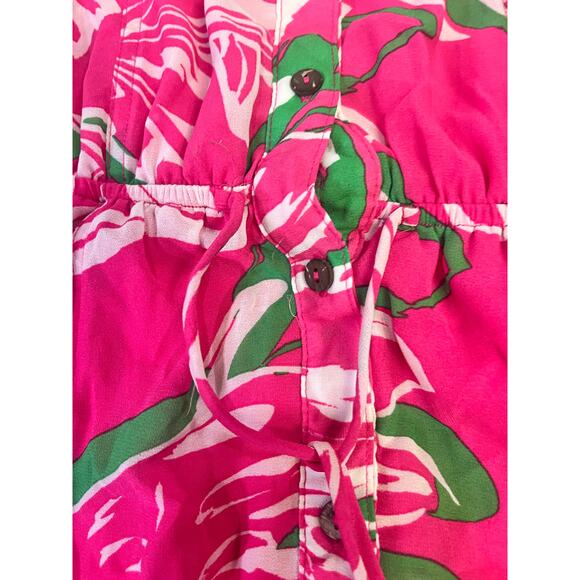 OneTheLand‎ Maxi Dress Pink Tropical Leaf Print Boho Resort Size Small VGUC - Picture 5 of 12